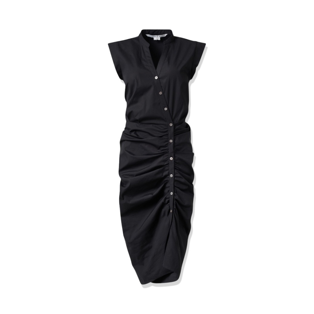 Veronica Beard | Ruched Shirt Dress | 10 | Black